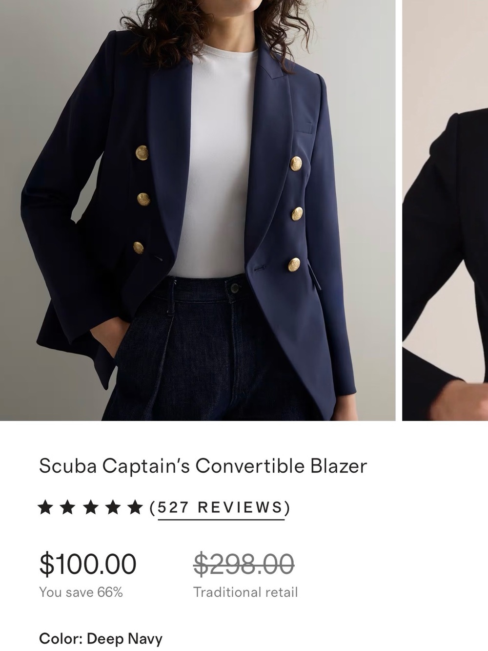 Quince Scuba Captain’s Convertible Blazer - Navy Blue - Like New!
